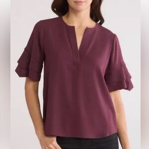 Frame Tiered ruffle short sleeve top blouse size XS